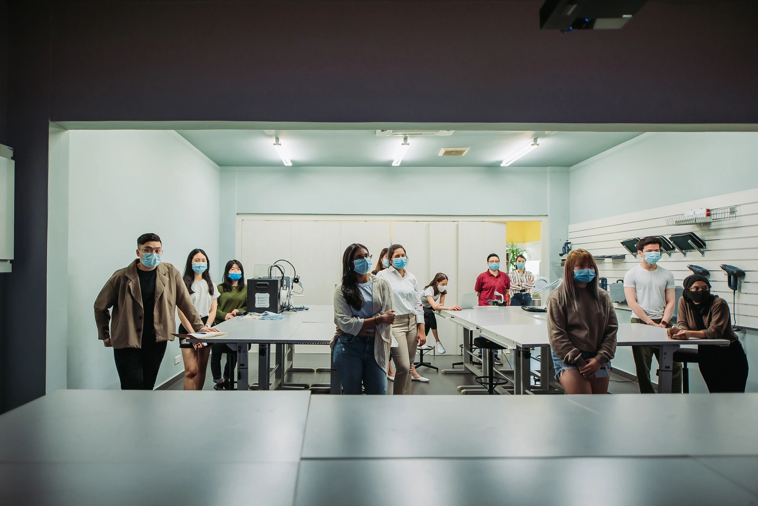 Students listening to a presentation in a classroom